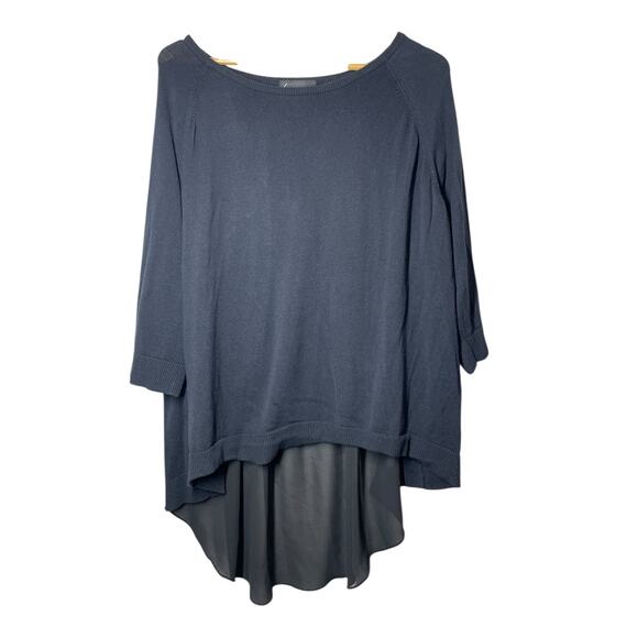 Lane Bryant Black Sweater 3/4 Sleeve Sheer Back High Low 4X 26/28 Whimsy Goth - Picture 1 of 5